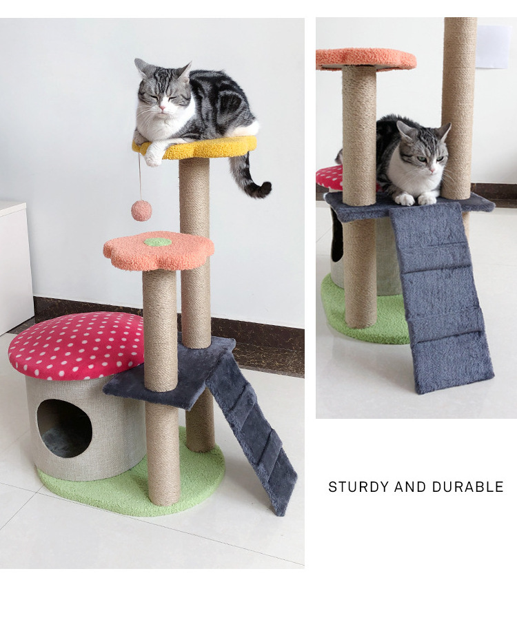 Manufacturer wholesale cashmere cute design cat tree with house