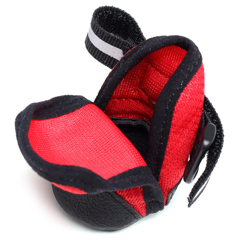 Manufacturer wholesale breathable non-slip leather red blue grey pet dog shoes