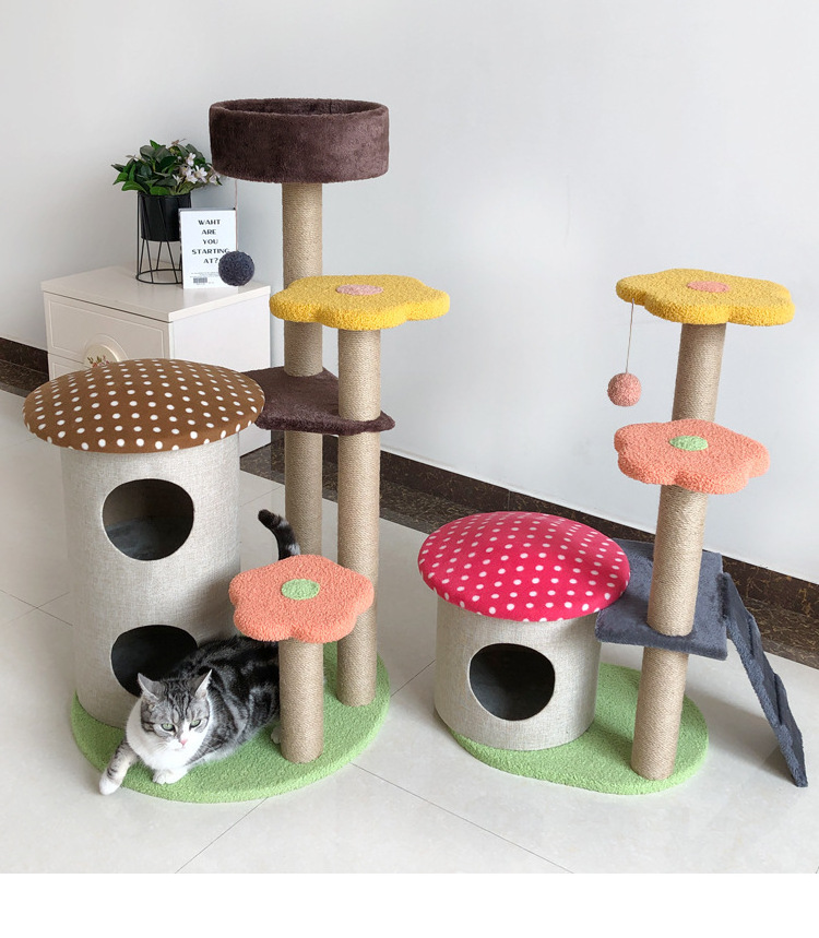 Manufacturer wholesale cashmere cute design cat tree with house