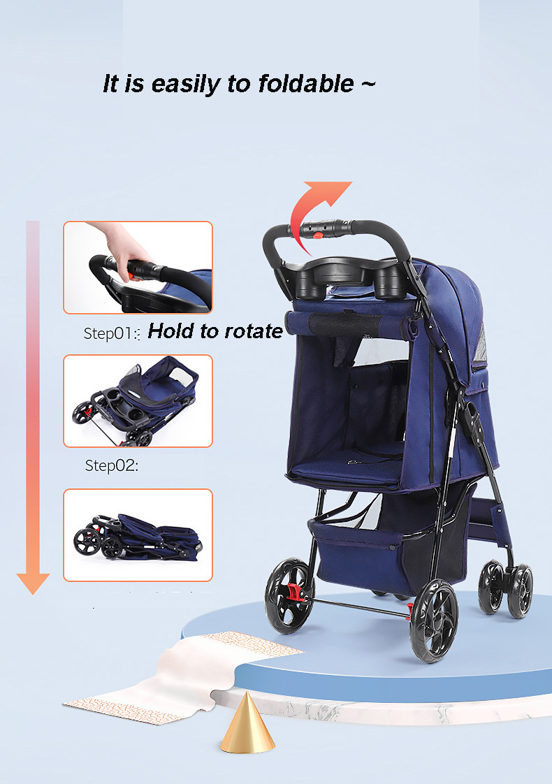 Manufacturer wholesale breathable travel foldable portable dog stroller