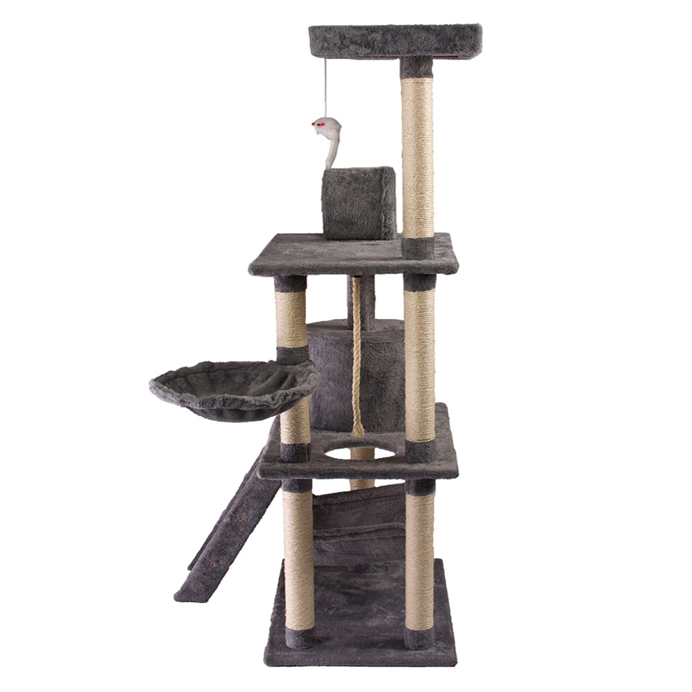 China factory wholesale luxurious house customized plush big pet condo natural sisal wood scratcher furniture cat tree