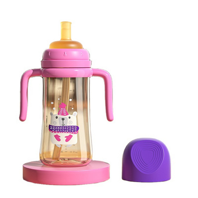 Hot Cheap Baby Water Milk Bottle With Straw and Handle Training Cups Bpa Free Baby Products Feeding Bottles For Toddlers