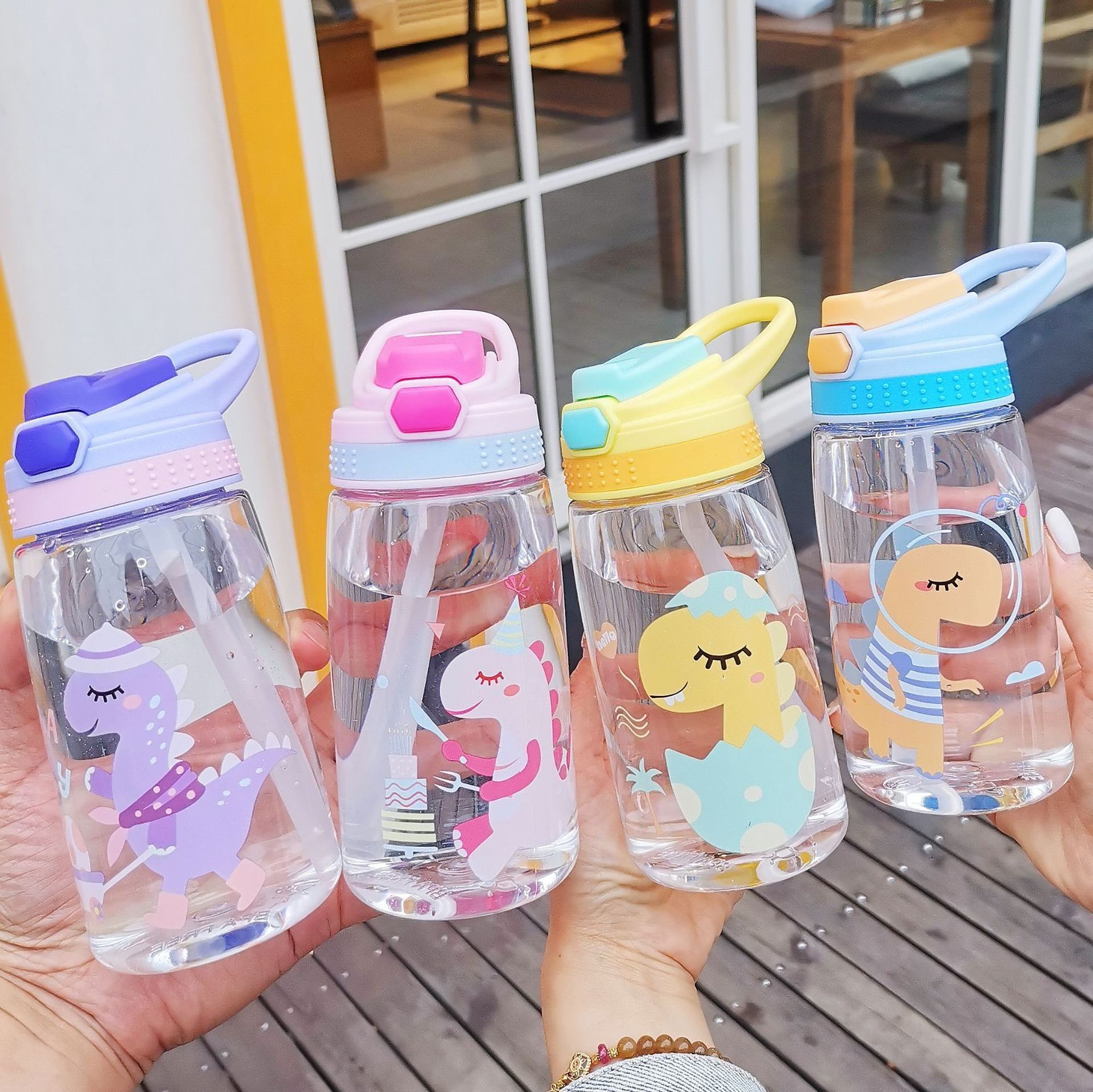 kids school Water Sippy Cup Cartoon Baby Feeding Cups with Straws Leakproof Water Bottles Outdoor Portable