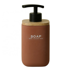 Bathroom Accessories Set Hands Clean Dispenser Pump Liquid Red Lettering Concrete Soap Dispenser