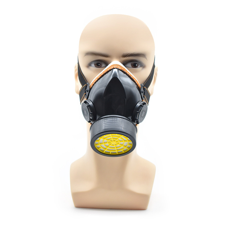 Half Facepiece Reusable Adjustable Headstraps Respirator Industry Protective Gas Mask With Single Activated Charcoal Filtration