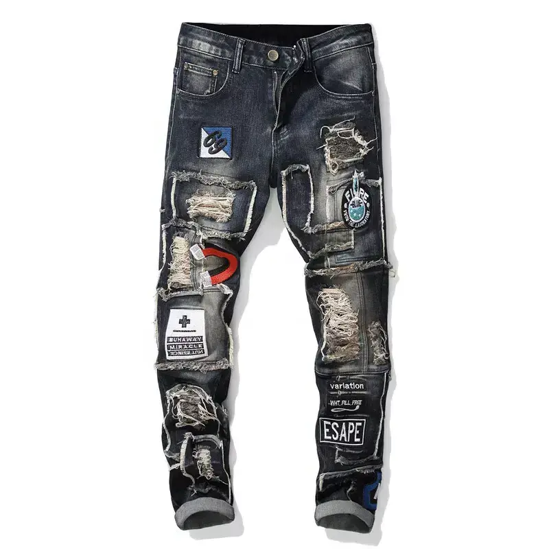 Custom loose fit vintage flare jeans men stacked denim men's jeans pants blank denim baggy jeans for men