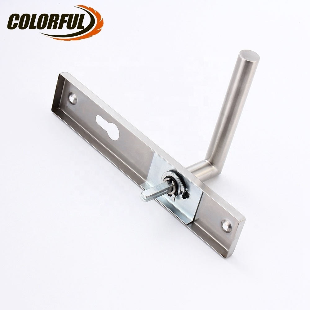 Modern stainless steel interior hollow brushed steel long plate door lever handle lock