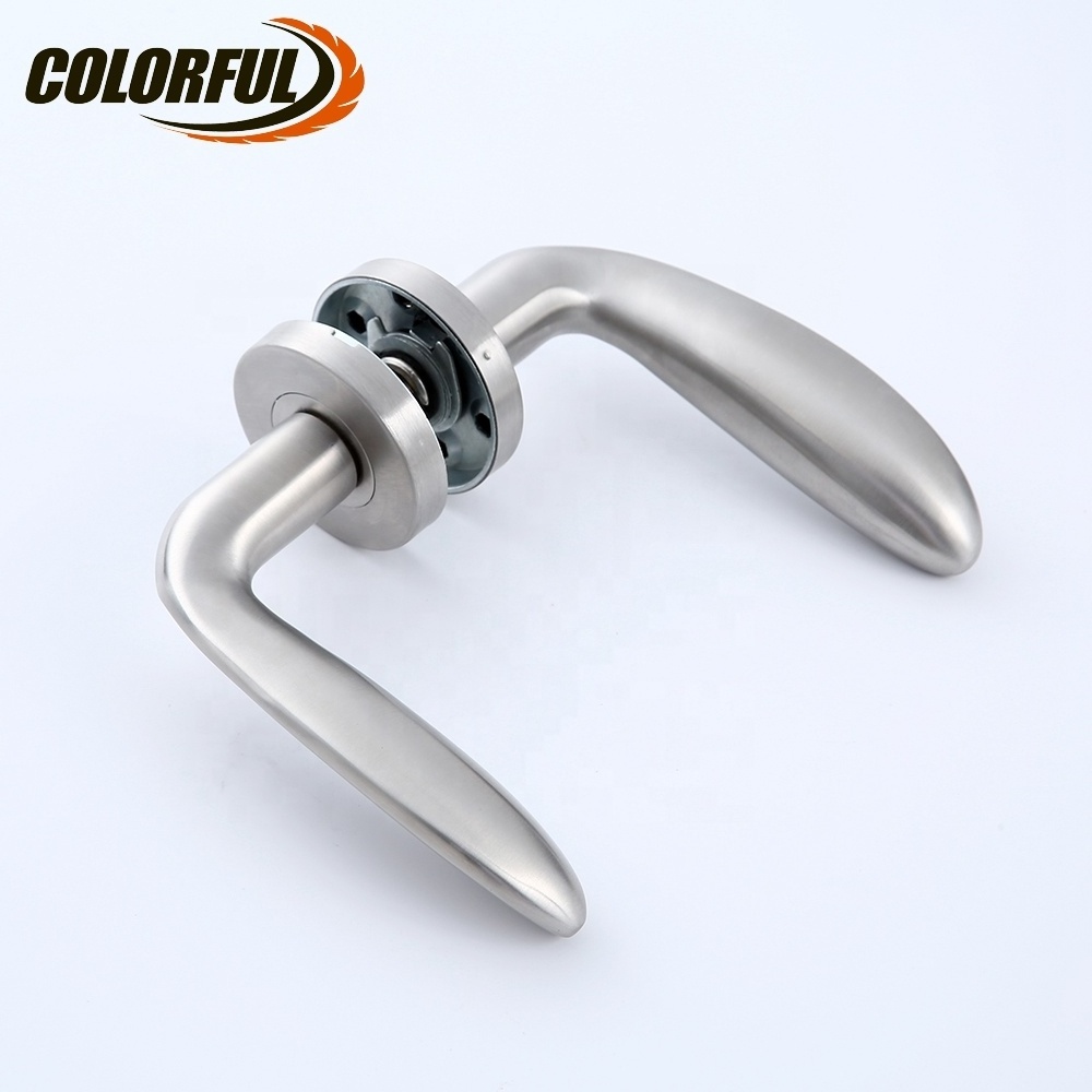 Simple design modern brushed stainless steel interior lever door handle on rose