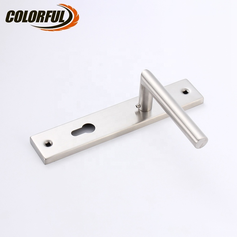 Modern stainless steel interior hollow brushed steel long plate door lever handle lock