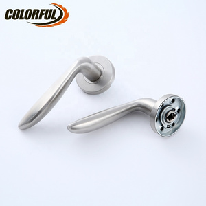 Simple design modern brushed stainless steel interior lever door handle on rose