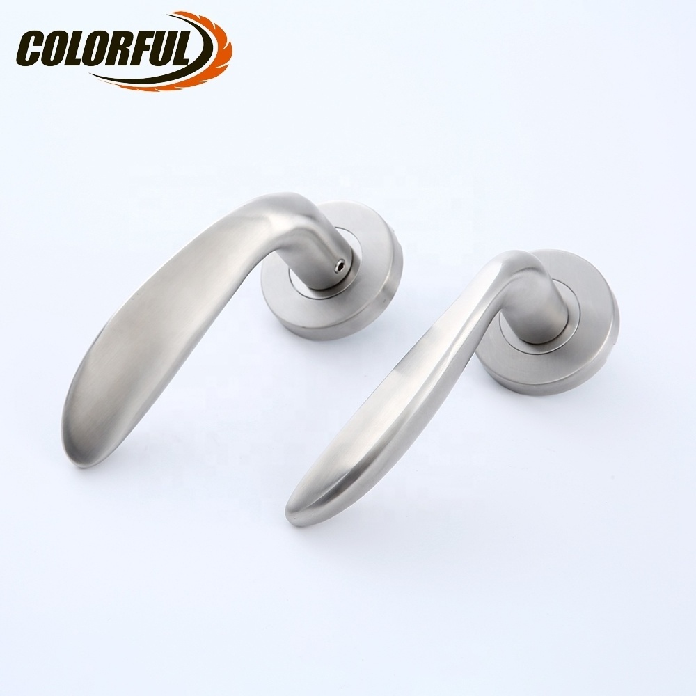 Simple design modern brushed stainless steel interior lever door handle on rose