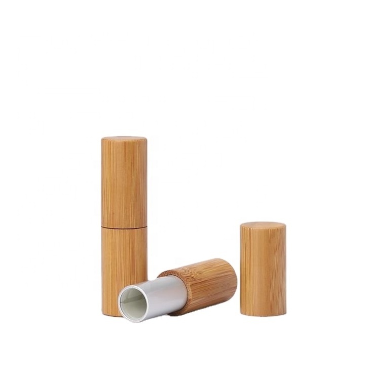 Environmental Makeup Refillable Diy Bamboo Empty Lipstick Tubes 5g Lip Balm Tube Containers With Clear Pp Plastic Inner