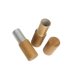 Environmental Makeup Refillable Diy Bamboo Empty Lipstick Tubes 5g Lip Balm Tube Containers With Clear Pp Plastic Inner