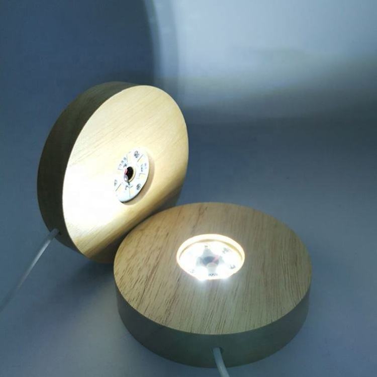 Natural Indoor 3d Night Light Ellipse Lamp Socket For Acrylic Plate Usb Base Lamp Wooden