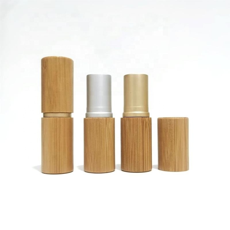 Environmental Makeup Refillable Diy Bamboo Empty Lipstick Tubes 5g Lip Balm Tube Containers With Clear Pp Plastic Inner