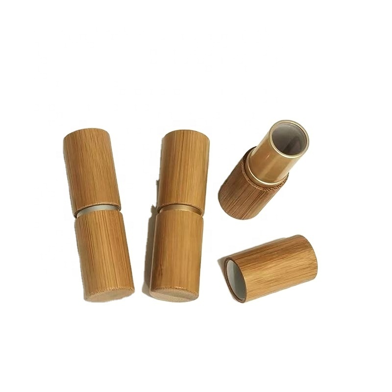 Environmental Makeup Refillable Diy Bamboo Empty Lipstick Tubes 5g Lip Balm Tube Containers With Clear Pp Plastic Inner