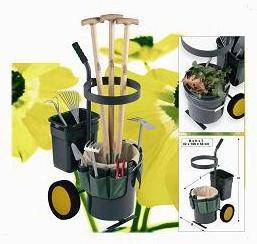 RH-20A 40KG steel dismountable multifunctional garden cart two wheel garden hand cart with bucket bag trolley tool trolley