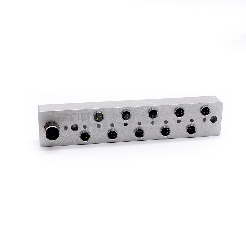 M8 M12 Junction Box 8 Ports 12 Way Male Female Distribution Boxes IP67 IP68 Waterproof Electrical Power Connector