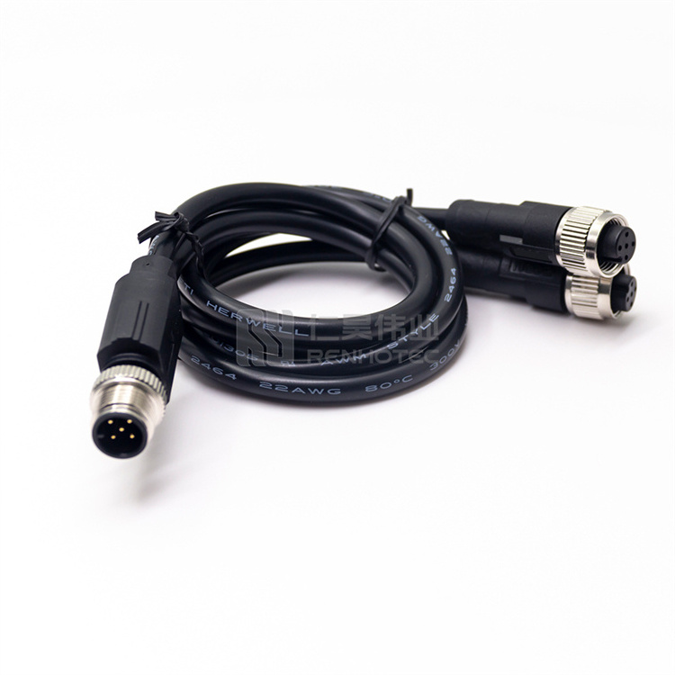 M12 Connector 5 Pole Y IP68 Male to 2 Female Cable