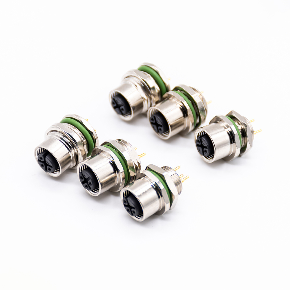 M12 5 Pin Male Front Mount 5p Fixed Shielding Waterproof PCB Panel Type Connector Nmea 2000 with Solder Socket Wire Pins