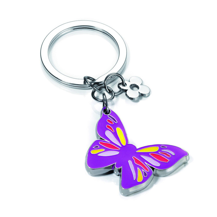 Factory Made Cheap Butterfly Metal Key Chain Soft Enamel Key rings Custom Cartoon Fashion Keychains For Car