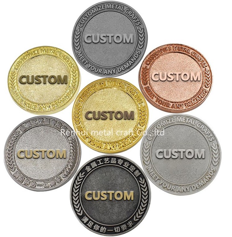 Custom Gold And Silver Engraved Logo Blank Coin 3cm/4cm/5cm Round Solid Brass Metal Engraved Challenge Coin