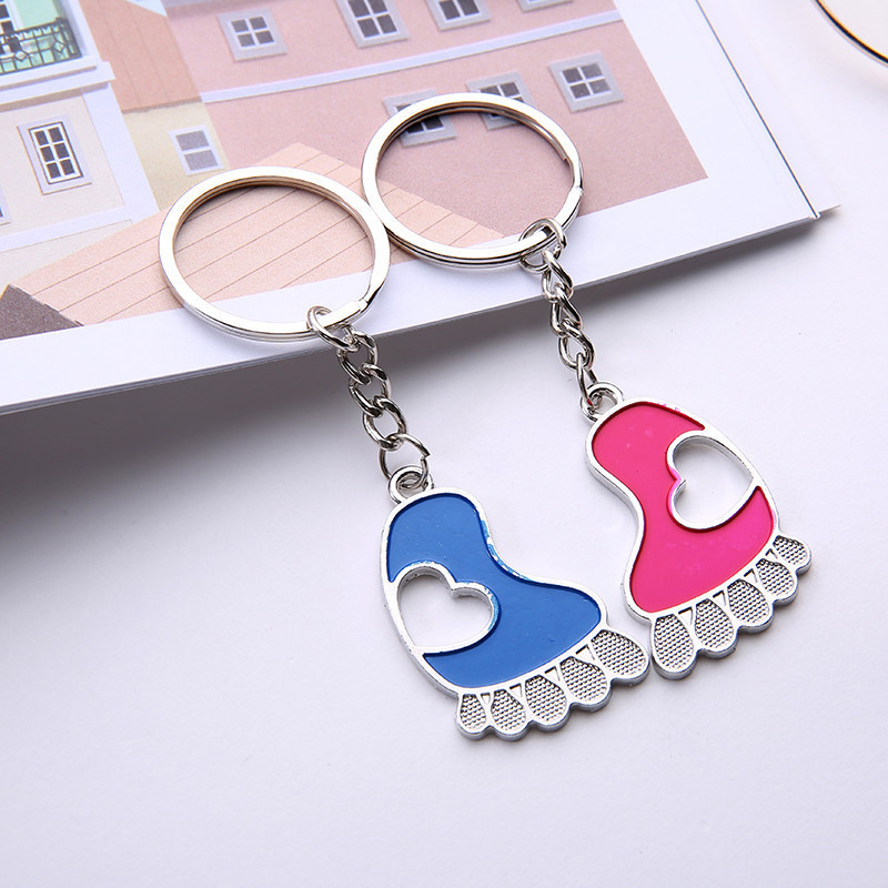 High end custom Colorful key ring angel love Couples Stainless steel key chains Valentine's Day Gift