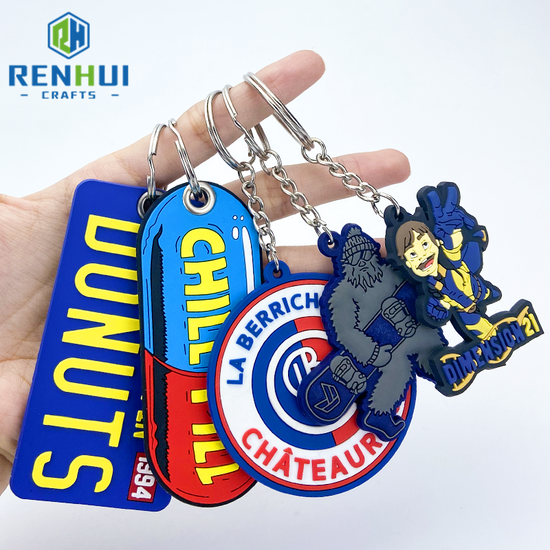 Wholesale 3D Soft PVC Silicone Die Cut Keyring Llaveros De Anime Key Chain Rubber Kawaii Custom Logo Keychain