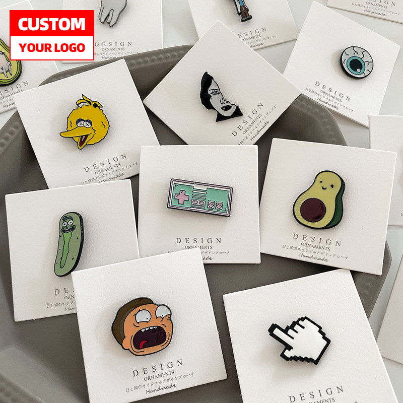 Backing Card Funny Cute Design Hard Soft Enameled Metal Wholesale Lapel Pins Badges Anime Custom Cartoon Enamel Pins