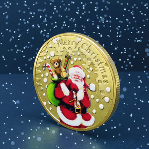 RENHUI Santa Claus Christmas Wish Silver Customised Gold Token Custom Customized Christmas Coins