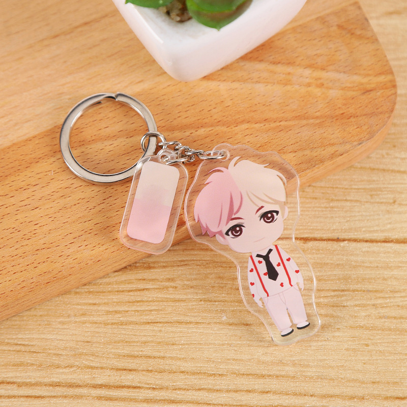 Custom Promotional Blank Kpop Designer Anime Character Kawaii Clear Resin Plastic Acrylic Kpop Keychain