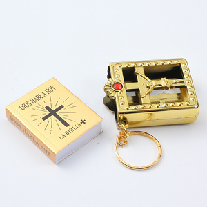 RENHUI Religious Holy Verses Verse Book Religious Mini Bible Islamic Keyring Key Ring Custom Metal Keychains Key Chains