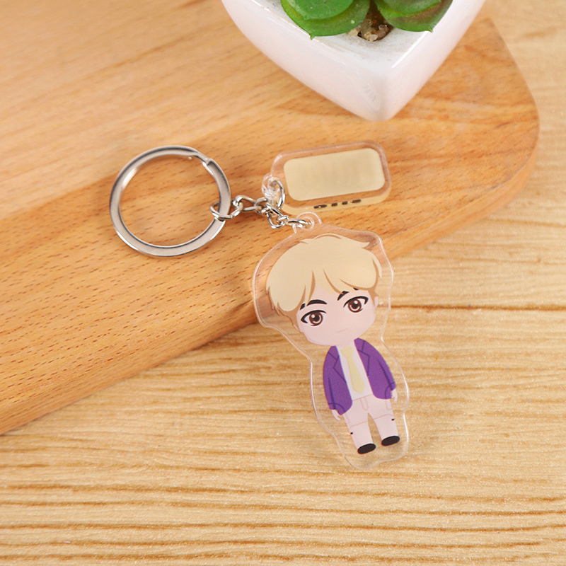 Custom Promotional Blank Kpop Designer Anime Character Kawaii Clear Resin Plastic Acrylic Kpop Keychain