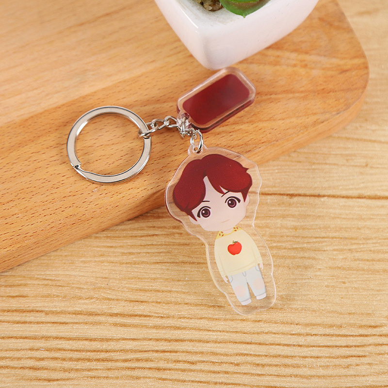 Custom Promotional Blank Kpop Designer Anime Character Kawaii Clear Resin Plastic Acrylic Kpop Keychain