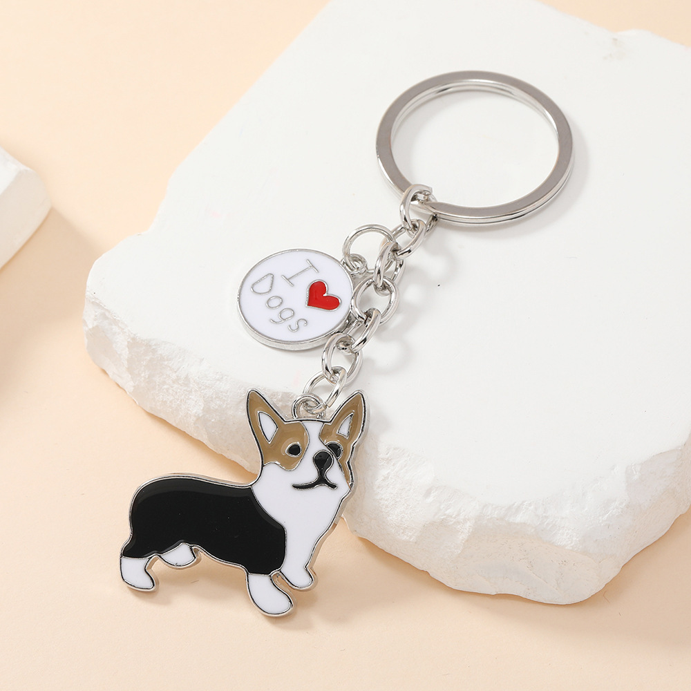 RENHUI Enamel Customized Charm Stainless Steel Dachshund Dog Cat Pet Cute Dogs Keyring Key Ring Custom Metal Keychains Key Chain