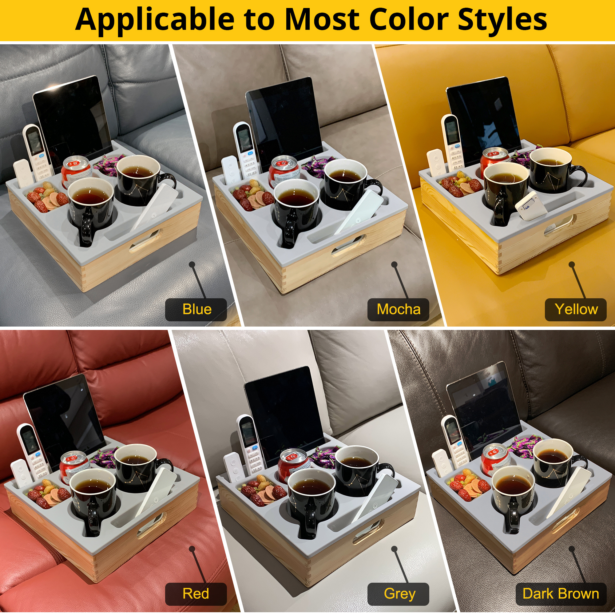 bed sofa cup remote holder food tray couch center console coaster snack tray drink table caddy tray couch cup holder