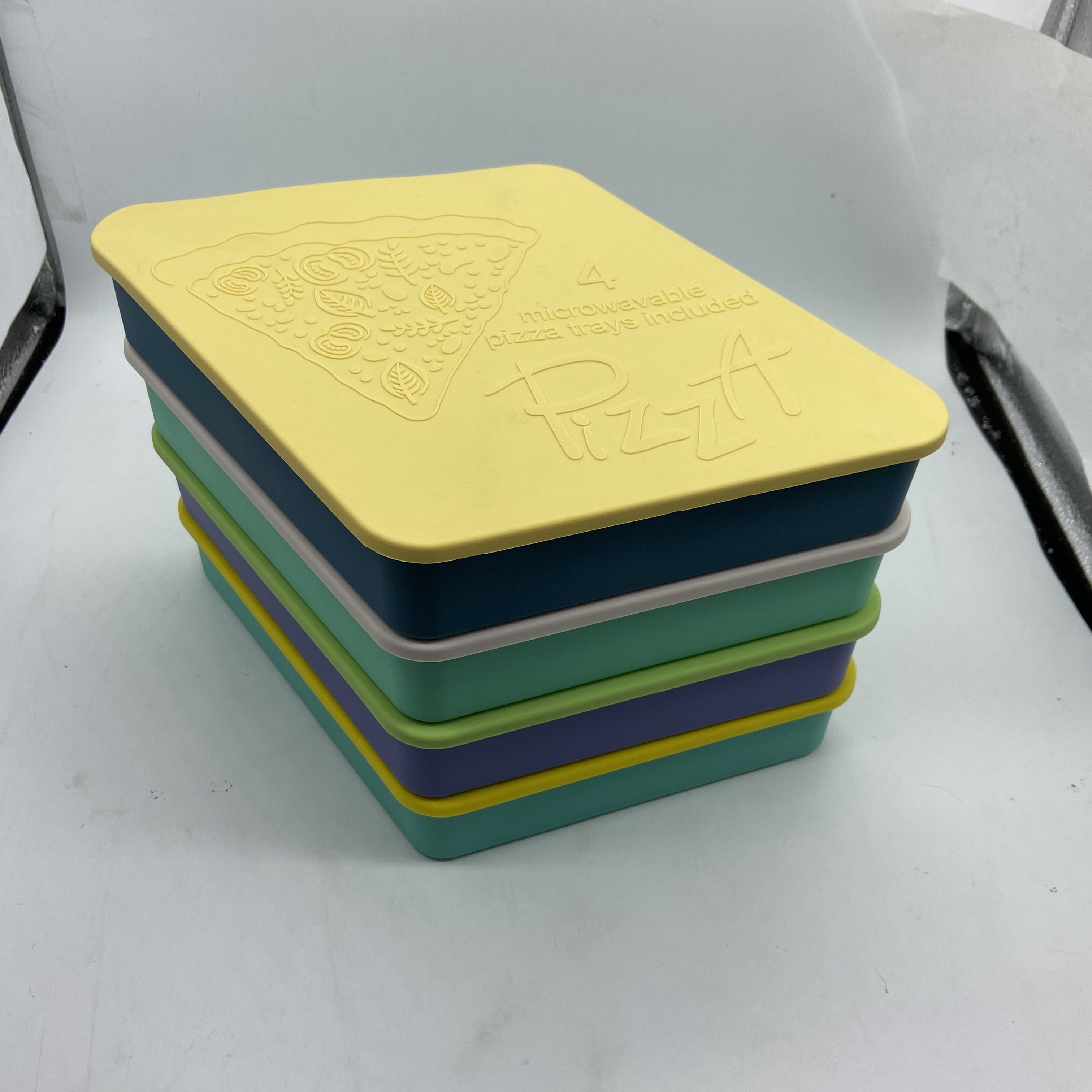 Silicone Pizza Leftover Storage Box Reusable Pizza Slice Storage Container with Microwavable Serving Trays