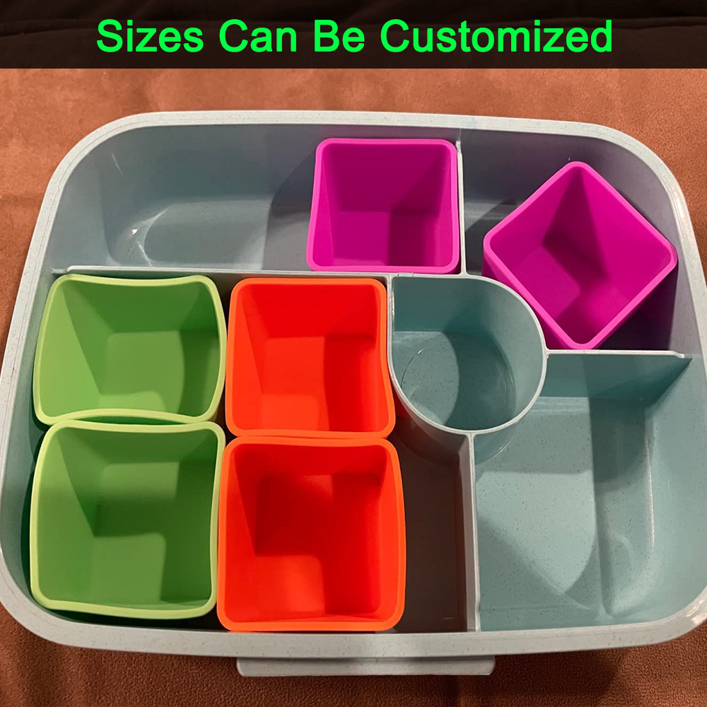 Leakproof lunchbox silicone divider fruit boxes dips containers small snack condiment containers set salad dressing