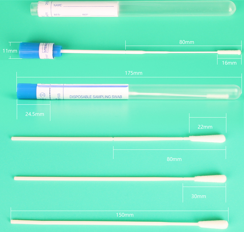 Disposable medical clinical virus sampling test swab stick flocked nasal swab collection kit