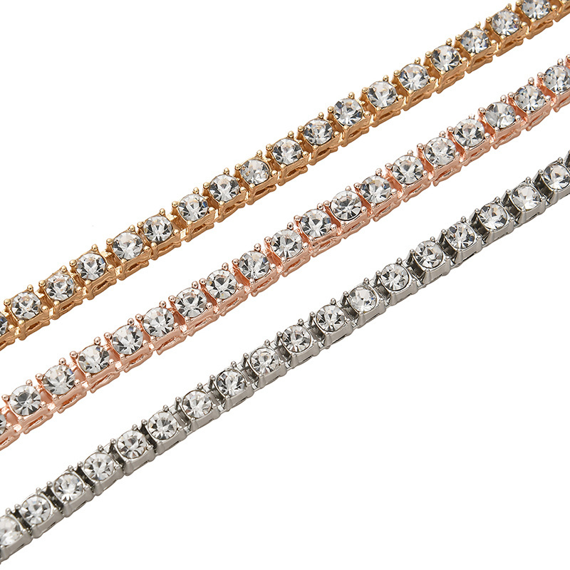 Corrente de tenis cubic zirconia ouro prata atacado Iced Out Crystal CZ Diamond Tennis Bracelet