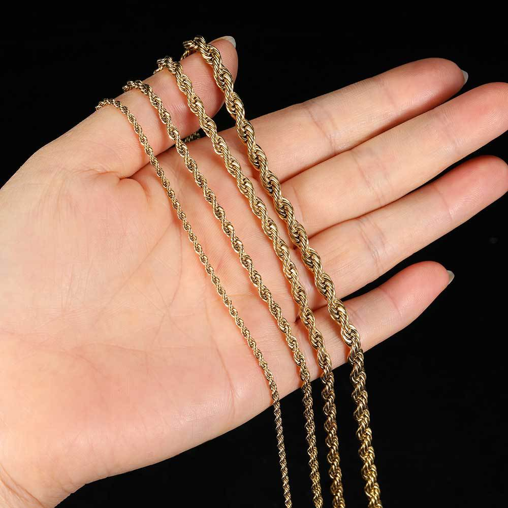 Width 2/3/4/5mm Stainless Steel Gold Rope Chain Necklace Twisted Stainless Steel Necklace Chain Silver Gold