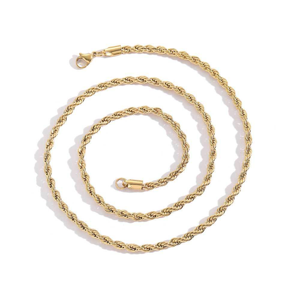 Width 2/3/4/5mm Stainless Steel Gold Rope Chain Necklace Twisted Stainless Steel Necklace Chain Silver Gold