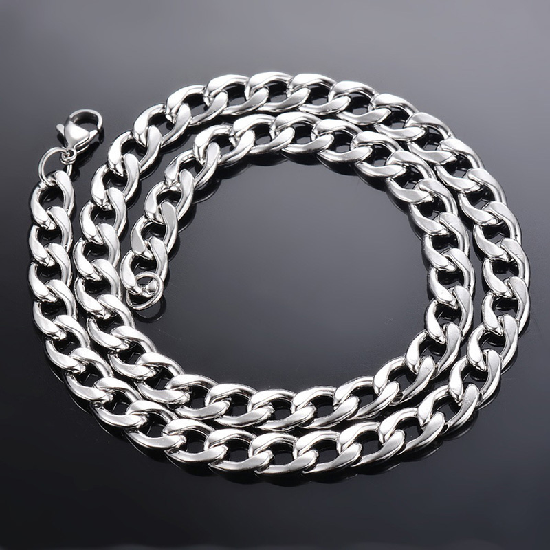 Curb Cuban Mens Necklace Chain Gold Black Silver Color Stainless Steel Necklaces for Men Fashion Jewelry 3/5/7/9/11mm