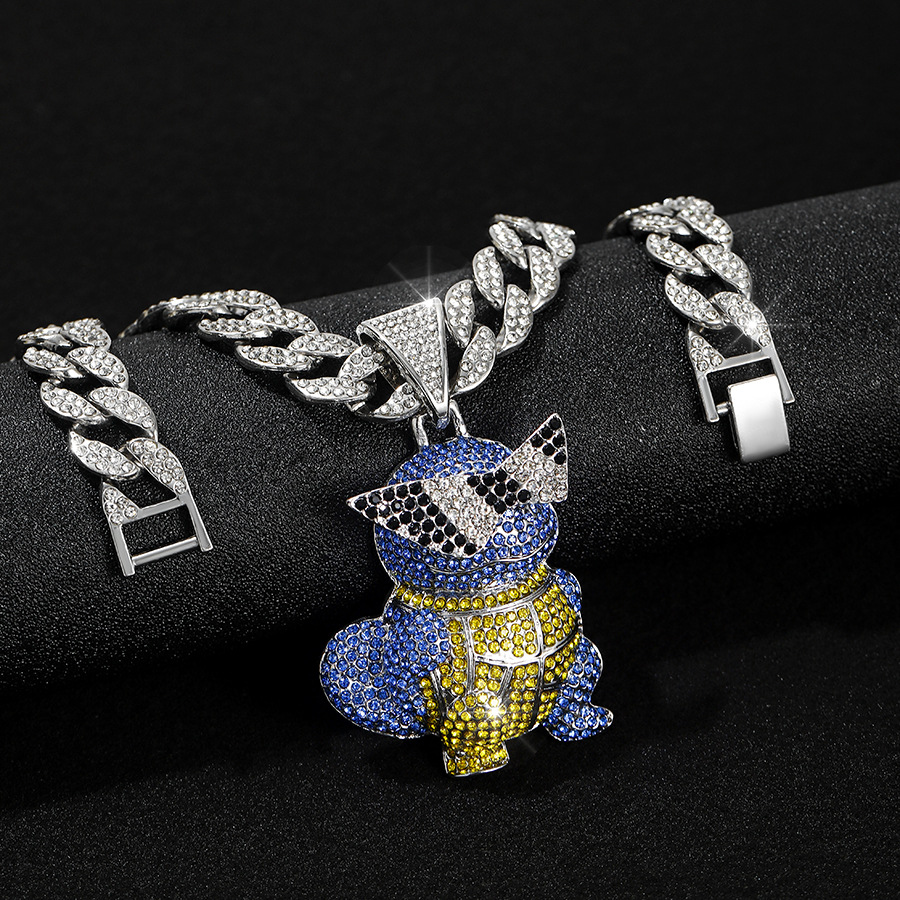 Wholesale Hip Hop Little Turtle Pendant Necklace Charm Men's Alloy 15MM Cuban Chain Choker Jewelry