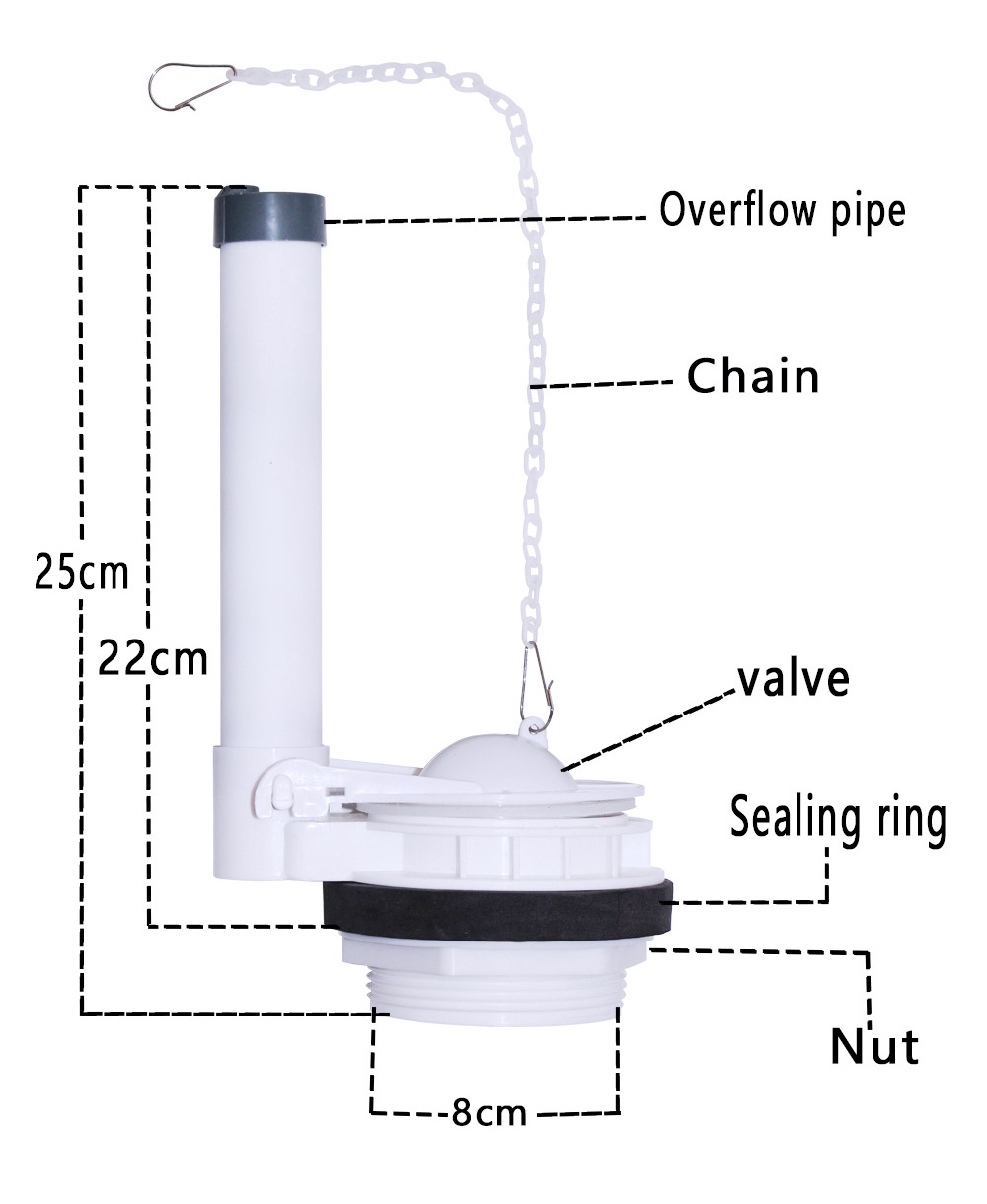 American Type 2 Inches Single Flush Valve for One PC Toilet with Silicon Seal Flapper