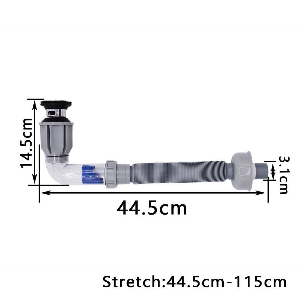 Universal anti-blocked drain filter, washbasin cap, plug and bath valve in stainless steel