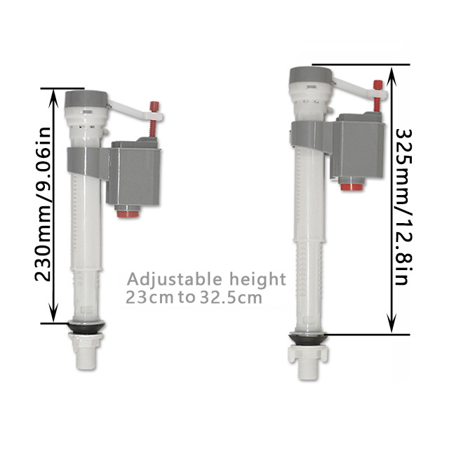 Toilet Dual Flush Valve 24cm Toilet Replacement Flush Valve Fill Valve with Push Button Universal Water Saving Toilet Repair Kit