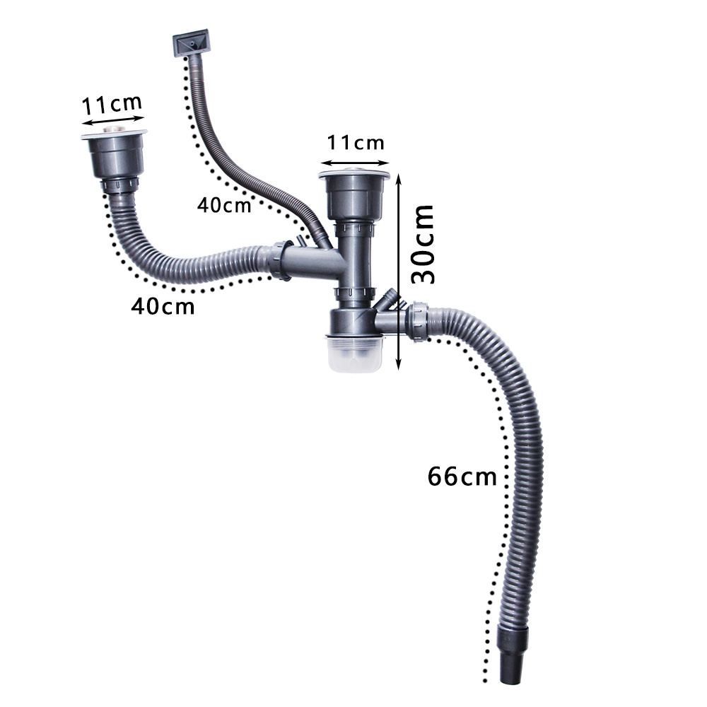 Expandable & Flexible All-in-One Solution for Kitchen Sink Drain Kit, Double Sink Drain and Plumbing Kit, Easy Installation