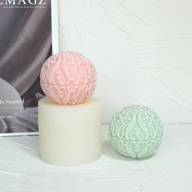 Flower ball candle mold 3d plaster molds scented candles luxury resin soap silicone molds