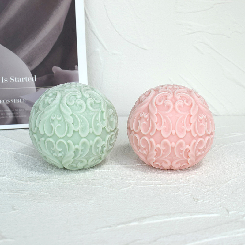 Flower ball candle mold 3d plaster molds scented candles luxury resin soap silicone molds